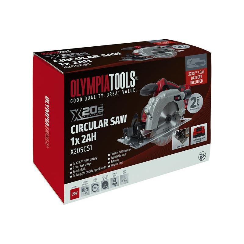 Olympia Power Tools X20S™ Circular Saw 20V 1 x 2.0Ah Li-ion Olympia Power Tools - RockBottom Nothampton