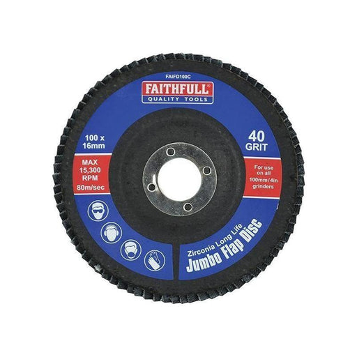 Faithfull Abrasive Jumbo Flap Disc 100mm Coarse Faithfull - RockBottom Northampton
