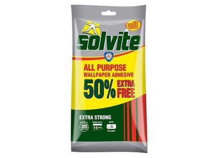 Solvite All Purpose Extra Strong Wallpaper Paste - 10 Roll Sachet with 50% Free Solvite - RockBottom Nothampton