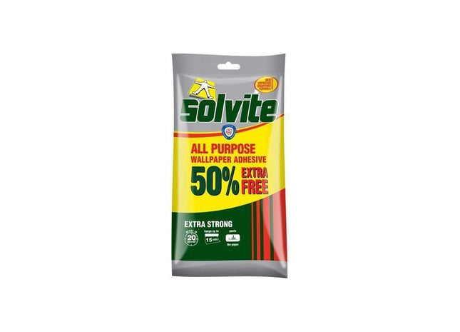 Solvite All Purpose Extra Strong Wallpaper Paste - 10 Roll Sachet with 50% Free Solvite - RockBottom Nothampton