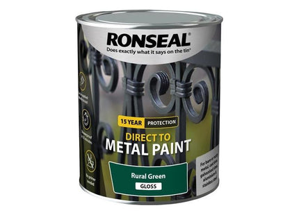 Ronseal Direct to Metal Paint Rural Green Gloss 750ml Ronseal - RockBottom Nothampton