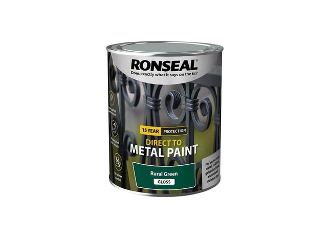 Ronseal Direct to Metal Paint Rural Green Gloss 750ml Ronseal - RockBottom Nothampton