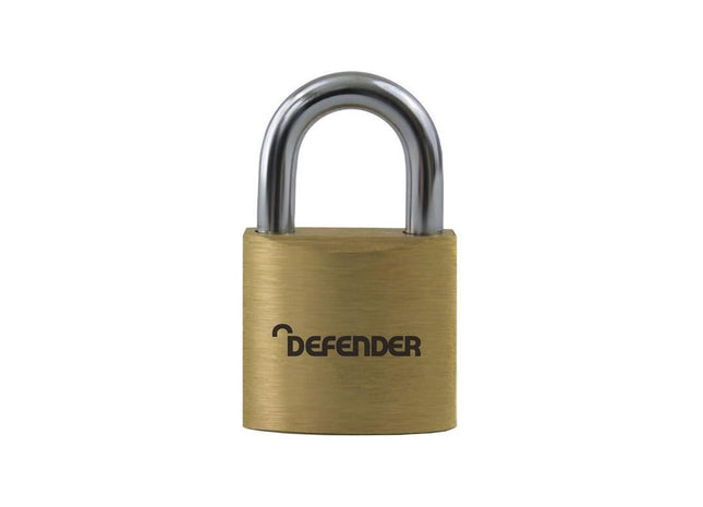 Defender Brass Padlock 30mm Keyed Alike DEFENDER - RockBottom Northampton
