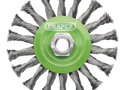 Draper Stainless-Steel Twist-Knot Flat Wire Wheel Brush, 115mm, M14 Draper - Town Tools