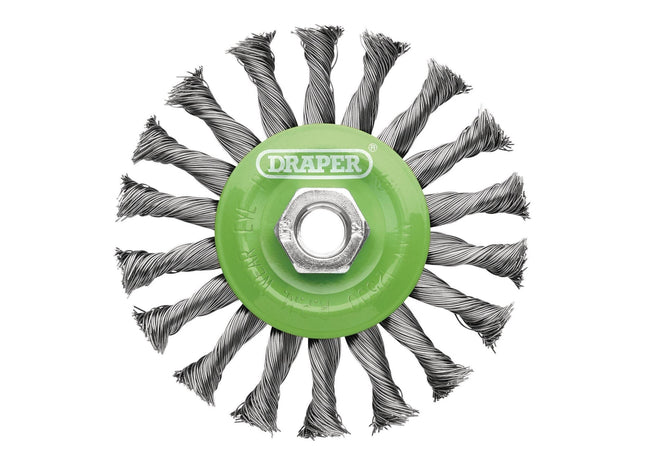 Draper Stainless-Steel Twist-Knot Flat Wire Wheel Brush, 115mm, M14 Draper - Town Tools