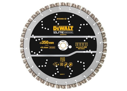 Dewalt Power Tools ELITE SERIES™ Rebar Concrete Diamond Wheel 350 x 25.4mm DeWALT Power Tools - RockBottom Northampton