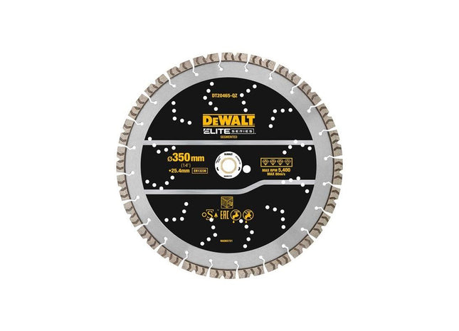 Dewalt Power Tools ELITE SERIES™ Rebar Concrete Diamond Wheel 350 x 25.4mm DeWALT Power Tools - RockBottom Northampton