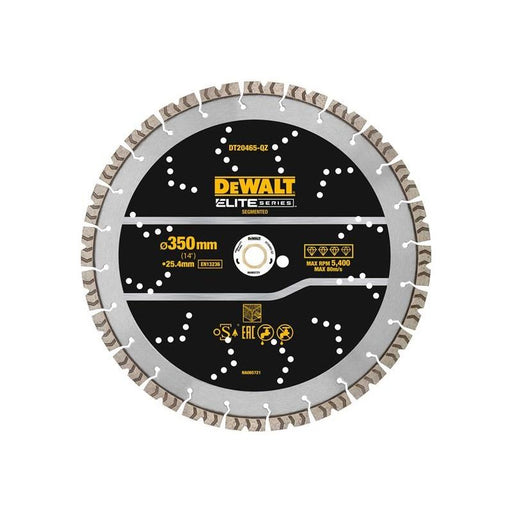 Dewalt Power Tools ELITE SERIES™ Rebar Concrete Diamond Wheel 350 x 25.4mm DeWALT Power Tools - RockBottom Northampton