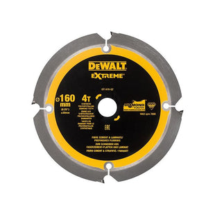 Dewalt Power Tools Extreme PCD Fibre Cement Saw Blade 160 x 20mm x 4T DeWALT Power Tools - RockBottom Northampton