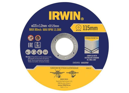 Irwin® Metal Cutting Disc 115 x 1.2 x 22.2mm Tin of 10 IRWIN® - RockBottom Northampton