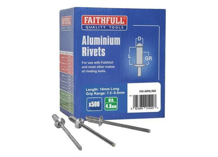 Faithfull Aluminium Rivets 4.8 x 14mm Long Bulk Pack of 500 Faithfull - RockBottom Northampton