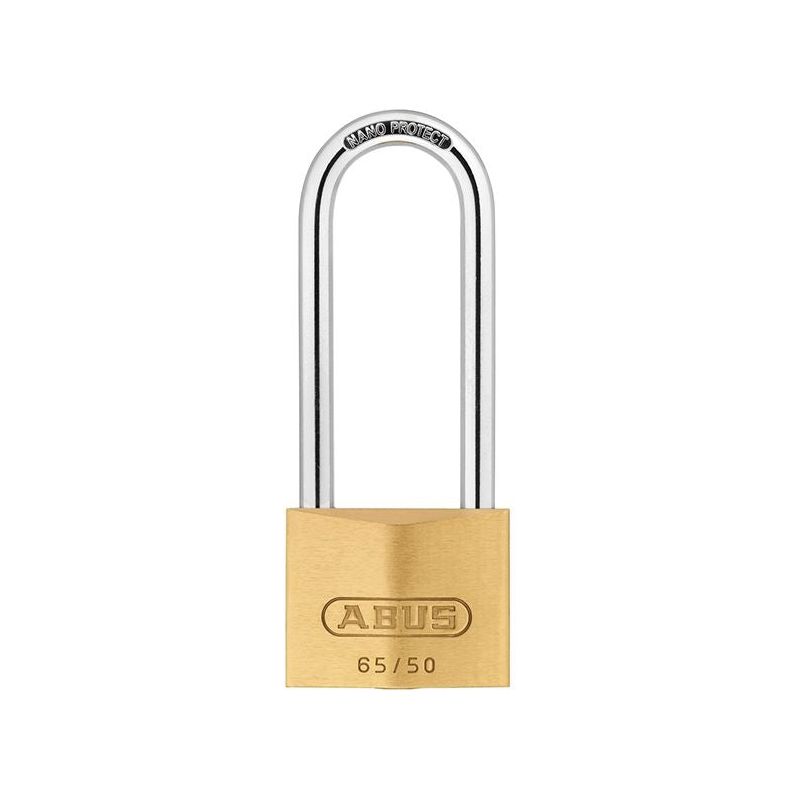 Abus Mechanical 65/50mm Brass Padlock 80mm Long Shackle Carded ABUS Mechanical - RockBottom Northampton 