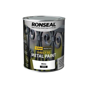 Ronseal Direct to Metal Paint White Satin 750ml Ronseal - RockBottom Nothampton
