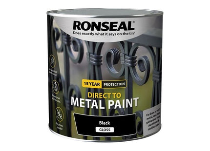 Ronseal Direct to Metal Paint Black Gloss 2.5 litre Ronseal - RockBottom Nothampton