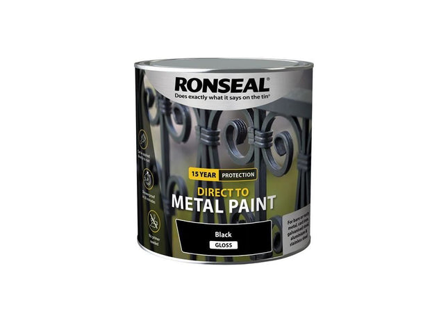 Ronseal Direct to Metal Paint Black Gloss 2.5 litre Ronseal - RockBottom Nothampton
