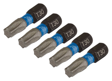 Draper Expert TX-STAR Impact Screwdriver Bits, T30 x 25mm, 1/4" Hex (Pack of 5) Draper - Town Tools 