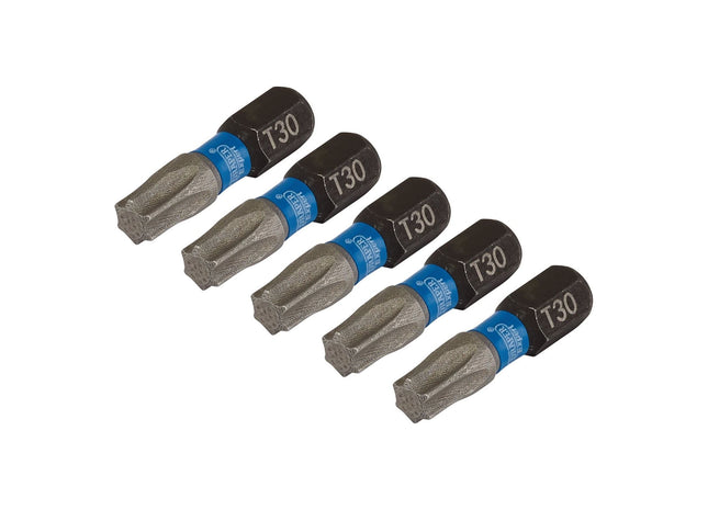 Draper Expert TX-STAR Impact Screwdriver Bits, T30 x 25mm, 1/4" Hex (Pack of 5) Draper - Town Tools 