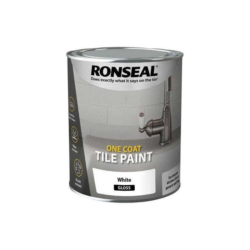 Ronseal One Coat Tile Paint White Gloss 750ml Ronseal - RockBottom Nothampton