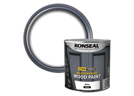 Ronseal 10 Year Weatherproof Wood Paint White Gloss 2.5 litre Ronseal - RockBottom Nothampton