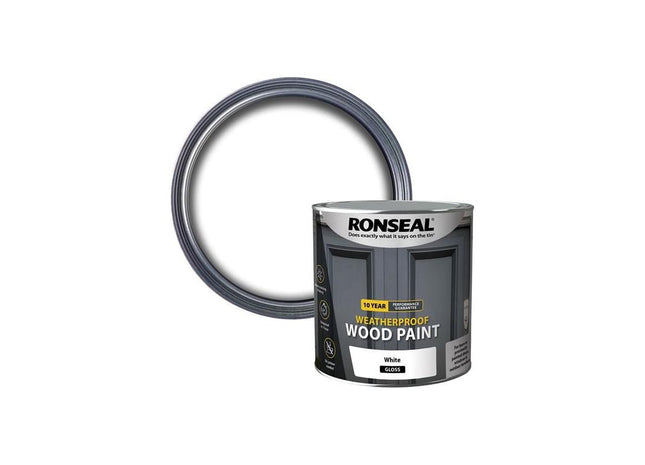 Ronseal 10 Year Weatherproof Wood Paint White Gloss 2.5 litre Ronseal - RockBottom Nothampton