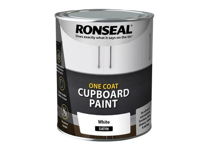 Ronseal One Coat Cupboard Paint White Satin 750ml Ronseal - RockBottom Nothampton