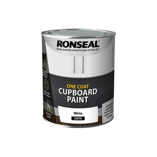 Ronseal One Coat Cupboard Paint White Satin 750ml Ronseal - RockBottom Nothampton