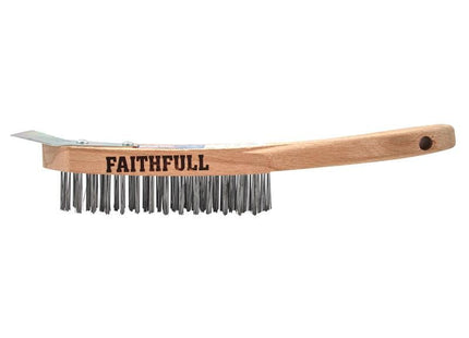 Faithfull Heavy-Duty Scratch Brush with Scraper - 4 Row Faithfull - RockBottom Northampton