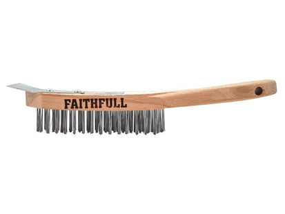 Faithfull Heavy-Duty Scratch Brush with Scraper - 4 Row Faithfull - RockBottom Northampton