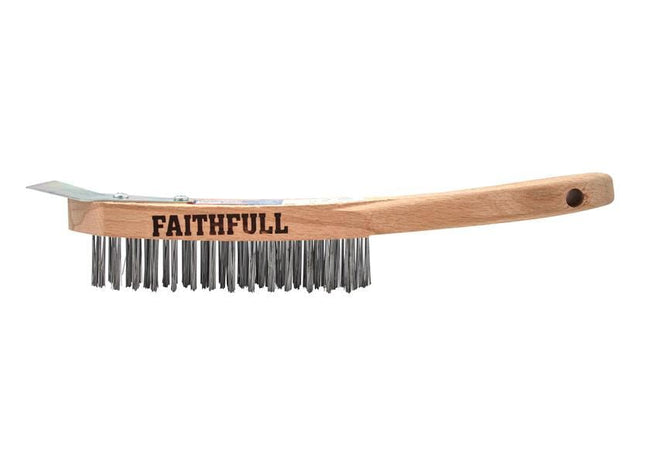 Faithfull Heavy-Duty Scratch Brush with Scraper - 4 Row Faithfull - RockBottom Northampton