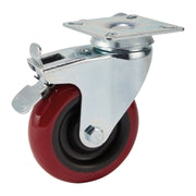 Swivel Plate Fixing Polyurethane Wheel with Brake, 100mm Diameter, S.W.L. 125kg Draper - Town Tools
