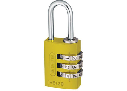 Abus Mechanical 145/20 20mm Aluminium Combination Padlock Yellow 46572 ABUS Mechanical - RockBottom Northampton 