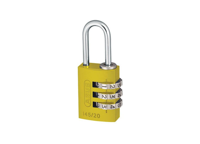 Abus Mechanical 145/20 20mm Aluminium Combination Padlock Yellow 46572 ABUS Mechanical - RockBottom Northampton 