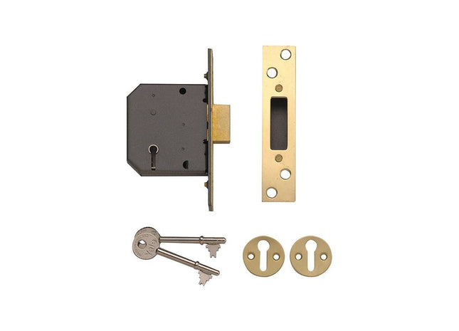 Yale Locks PM552 5 Lever Mortice Deadlock 80mm 3in Polished Brass Yale Locks - RockBottom Northampton