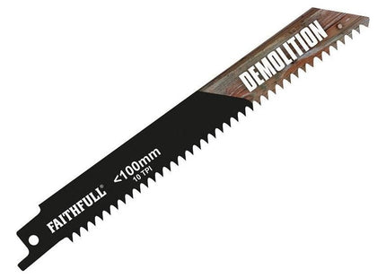 Faithfull S922HF Bi-Metal Sabre Saw Blade Demolition 150mm 10 TPI (Pack 5) Faithfull - RockBottom Northampton