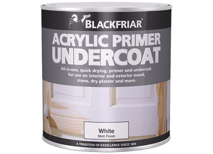 Blackfriar Quick Drying Acrylic Primer Undercoat White 1 litre Blackfriar - RockBottom Northampton