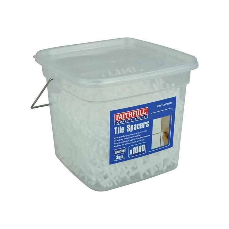 Faithfull Tile Spacer Long Leg 3mm (Tub 1000) Faithfull - RockBottom Northampton