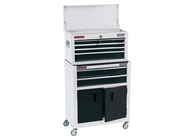 Draper Combined Roller Cabinet and Tool Chest, 6 Drawer, 24", White 19576 Draper - Town Tools 