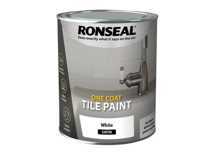 Ronseal One Coat Tile Paint White Satin 750ml Ronseal - RockBottom Nothampton