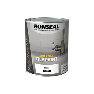 Ronseal One Coat Tile Paint White Satin 750ml Ronseal - RockBottom Nothampton