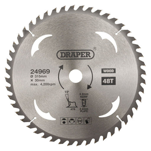 Draper TCT Circular Saw Blade for Wood, 315 x 30mm, 48T 24969 Draper - Town Tools 