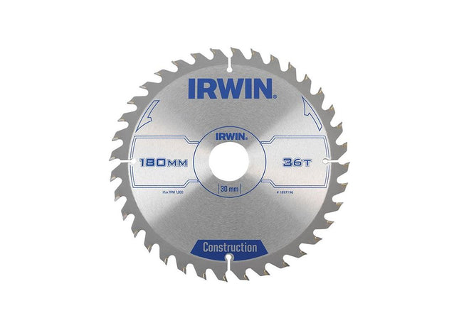 Irwin® Construction Circular Saw Blade 180 x 30mm x 36T ATB IRWIN® - RockBottom Northampton