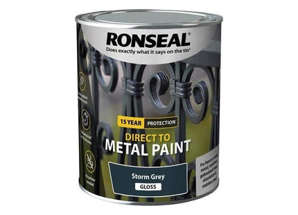 Ronseal Direct to Metal Paint Storm Grey Gloss 750ml Ronseal - RockBottom Nothampton