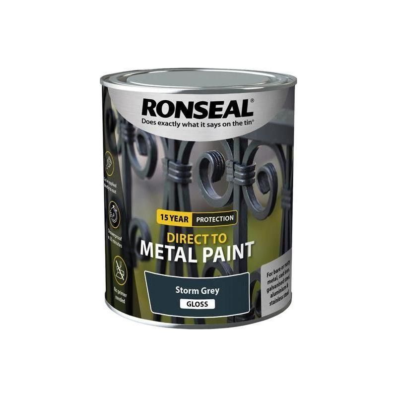 Ronseal Direct to Metal Paint Storm Grey Gloss 750ml Ronseal - RockBottom Nothampton
