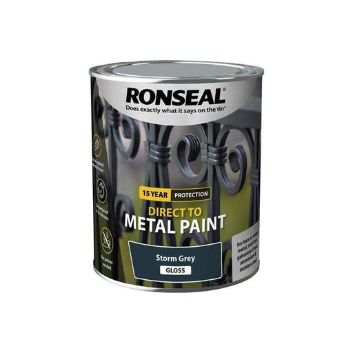 Ronseal Direct to Metal Paint Storm Grey Gloss 750ml Ronseal - RockBottom Nothampton