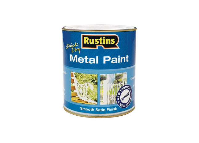 Rustins Quick Dry Metal Paint Smooth Satin White 1 Litre Rustins - RockBottom Nothampton