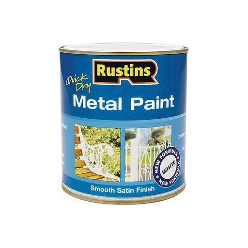Rustins Quick Dry Metal Paint Smooth Satin White 1 Litre Rustins - RockBottom Nothampton