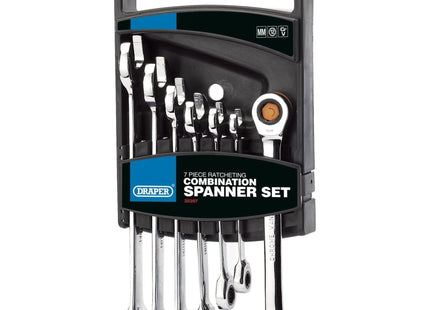Draper HI-TORQ Metric Ratcheting Combination Spanner Set (7 Piece) Draper - Town Tools 