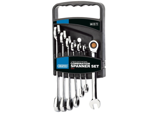 Draper HI-TORQ Metric Ratcheting Combination Spanner Set (7 Piece) Draper - Town Tools 