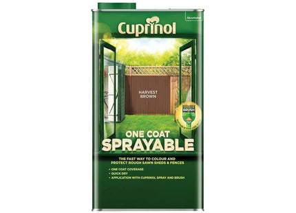 Cuprinol One Coat Sprayable Fence Treatment Harvest Brown 5 litre Cuprinol - RockBottom Northampton