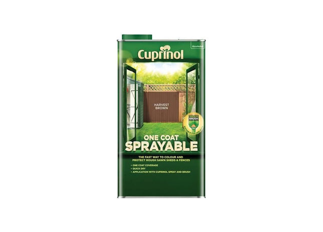 Cuprinol One Coat Sprayable Fence Treatment Harvest Brown 5 litre Cuprinol - RockBottom Northampton